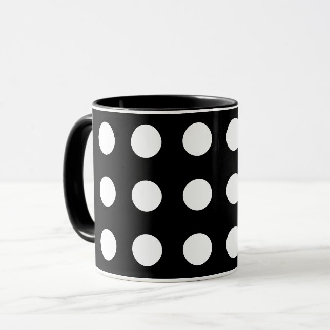Caneca Canhão de pontos preto e branco (Frente Esquerda)