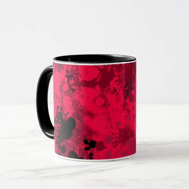 Caneca Canhão vermelho e preto espalhado (Frente Esquerda)