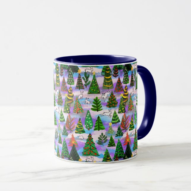 Caneca Canina de árvores de Natal e de neve (Frente Esquerda)