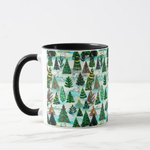 Caneca Canina de árvores de Natal e de neve