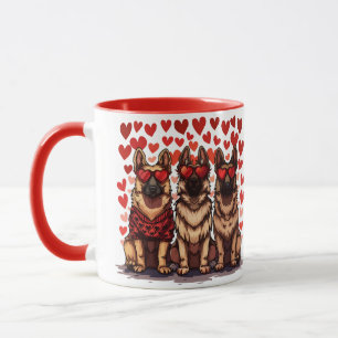 Caneca Caninos do German shepherd do dia de os namorados