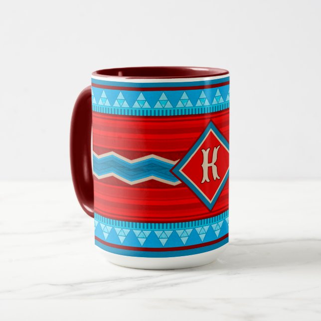 Caneca Cânion do Rio Sudoeste Turquesa Vermelho Monograma (Frente Esquerda)