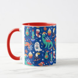 Caneca Cantinho de Natal Dinossauro Papagaio Avocado Cact