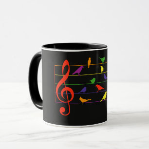 Caneca Canto de Pássaro, desenho colorido