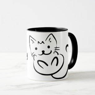Caneca Canto preto-e-branco, gatinho peludo