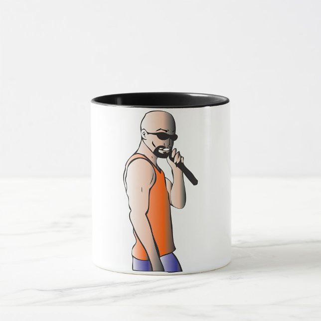 Caneca Cantor de Cara Sálida Hip Hop legal com Microfone (Criador carregado)