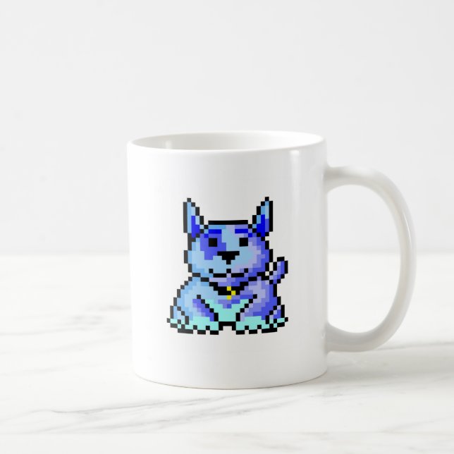 Caneca Cão azul legal do pixel (Direita)
