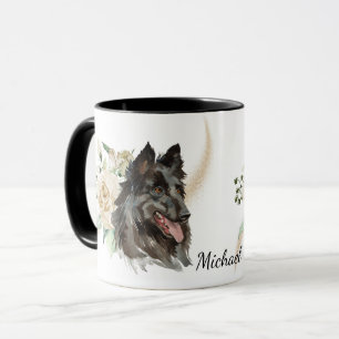 Caneca Cão-Buquê-de-Rosa Branco