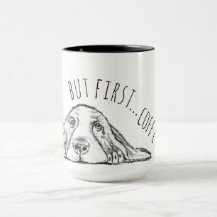 Caneca cão-caçador preto branco-cachorrinho