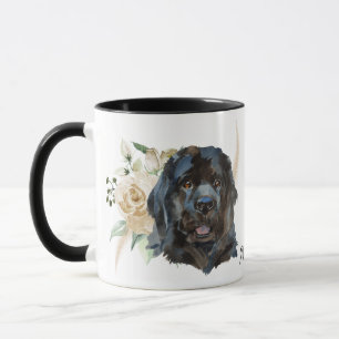 Caneca Cão da Terra Nova, Buquê de Rosa Branco