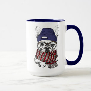 Caneca Cão de Bull do francês do hipster