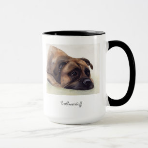 Caneca Cão de Bullmastiff pintado na Aquarela