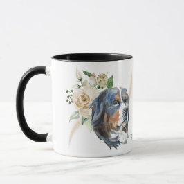 Caneca Cão-de-montanha Bernese, Buquê de Rosa Branco