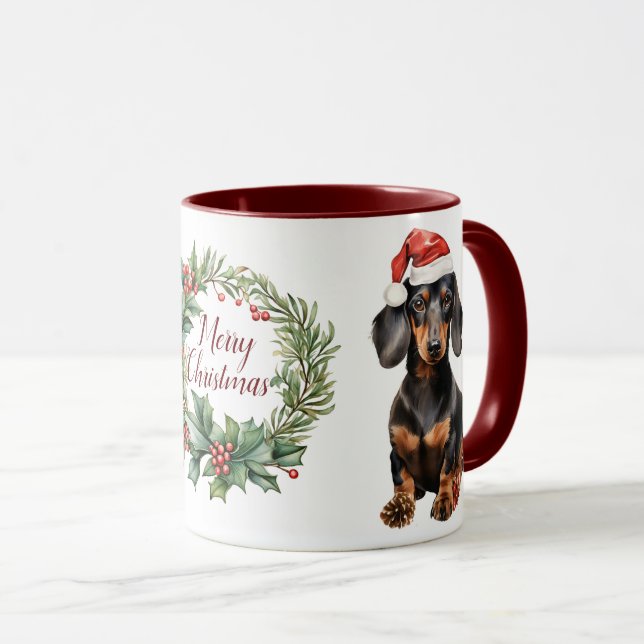 Caneca Cão de Natal, Feliz, Cachorro (Frente Esquerda)