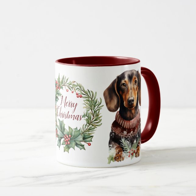 Caneca Cão de Natal, Feliz, Cachorro (Frente Esquerda)