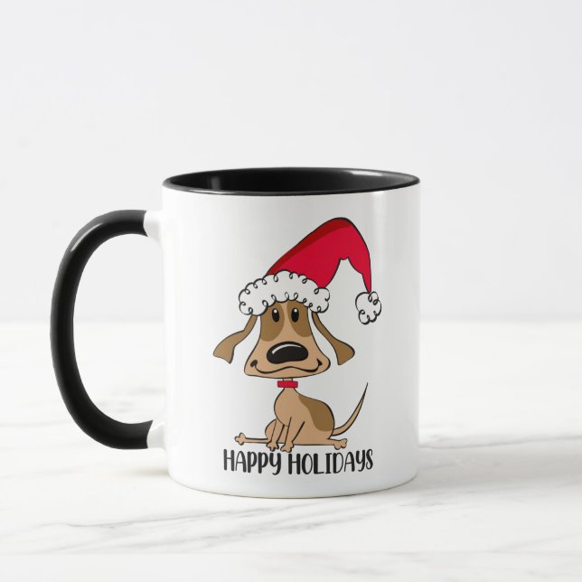 Caneca Cão de Natal Festivo (Esquerda)