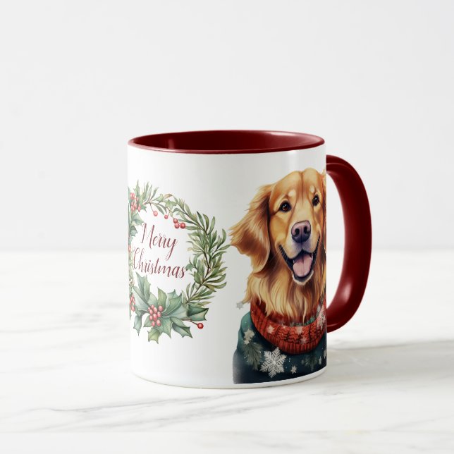 Caneca Cão de Natal, Ouro de Feliz giro (Frente Esquerda)