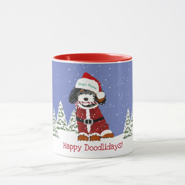 Caneca Cão de Papais noeis de Bernedoodle personalizados (Centro)