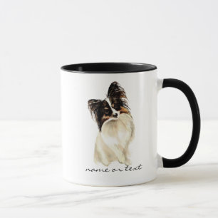 Caneca Cão de Papillon da aguarela, animal de estimaçã