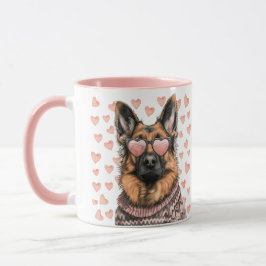 Caneca Cão German shepherd do dia de os namorados