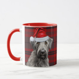 Caneca Cão Irish Wolfhound Xadrez Vermelho Natal