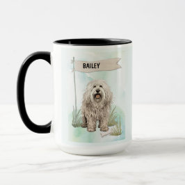 Caneca Cão Personalizado de Aquarela Komondor
