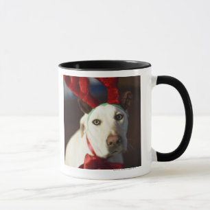 Caneca Cão que veste os antlers da rena