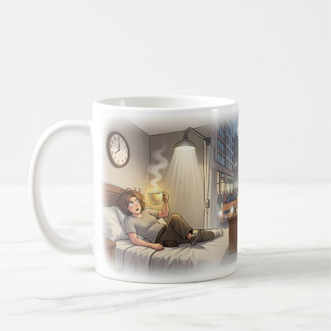 Caneca Caos de Café na Cidade na Segunda-feira (Esquerda)