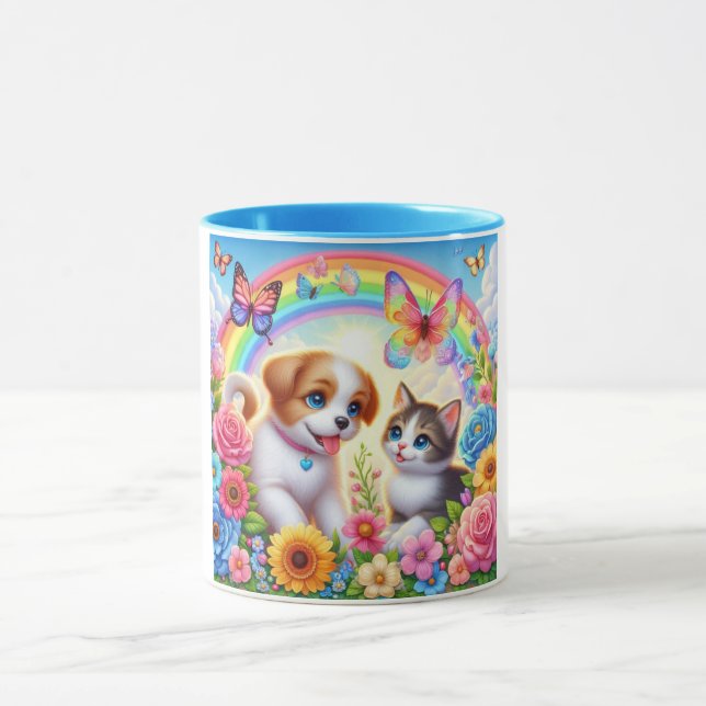 Caneca Cãozinho/cachimbo/arco-íris de gatinho (Centro)