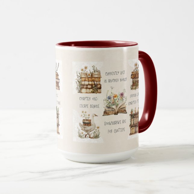 Caneca Capa de Citação de Amante de Livros Fofa (Frente Esquerda)