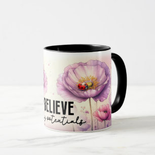 Caneca Capa de Citação Floral Inspiradora/Positiva