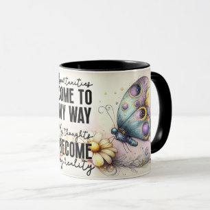 Caneca Capa de Citação Floral Inspiradora/Positiva