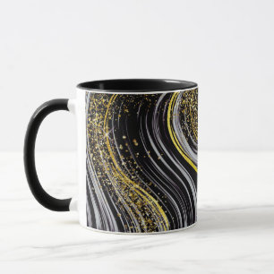 Caneca Capa para Caneca: Design Preto Mármore e Brilho