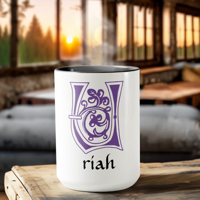 Caneca Capital Decorativo Botânico Medieval U (Criador carregado)