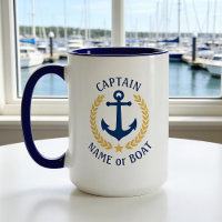 Capitão Boat Name Anchor Dourado Style Laurel Larg