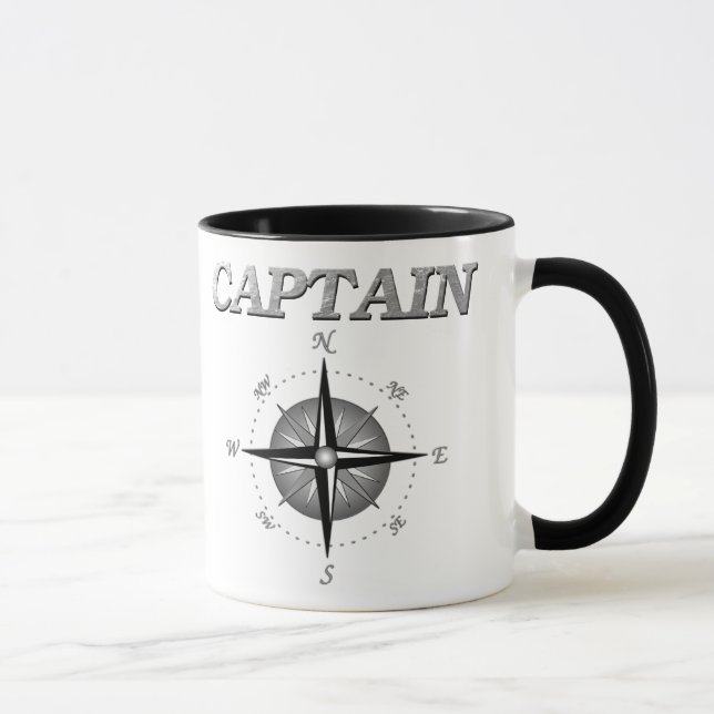 Caneca Capitão cinzento com rosa de compasso (Direita)