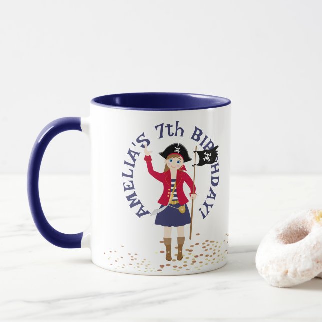 Caneca Capitão da Festa de aniversário do navio pirata (Com Donut)