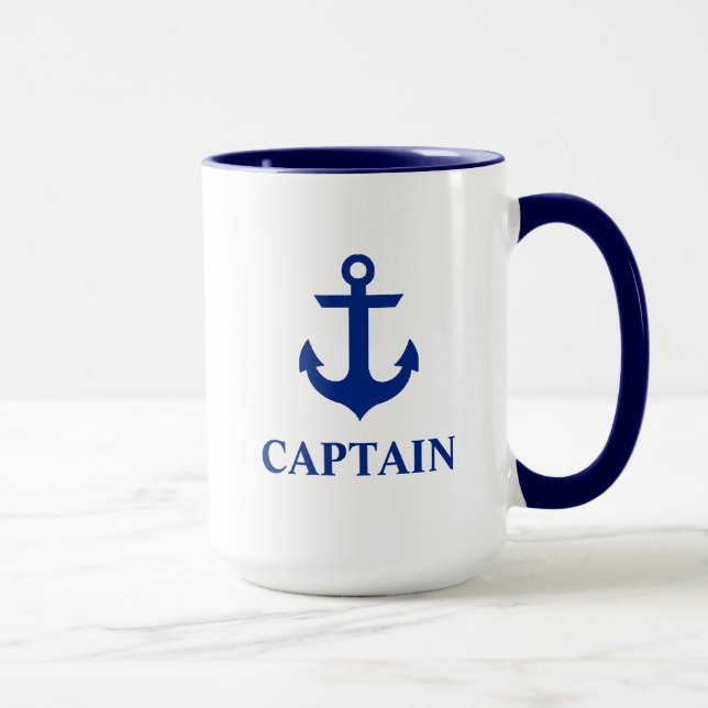 Caneca Capitão Náutico Anchor Grande Azul e Branco (Direita)
