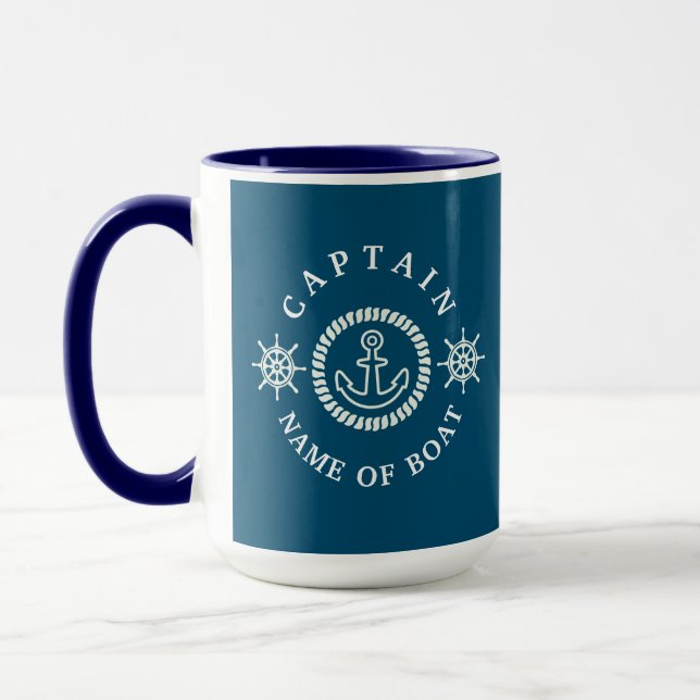 Caneca Capitão/Nome de Barco Náutico Personalizado (Esquerda)