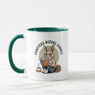 Caneca Capítulos Cozy Rabbit Reading Book Cute
