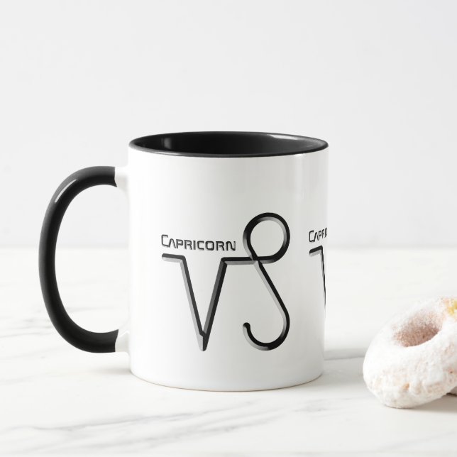 Caneca CAPRICORN, Design abstrato do Sinal Zodiac, (Com Donut)