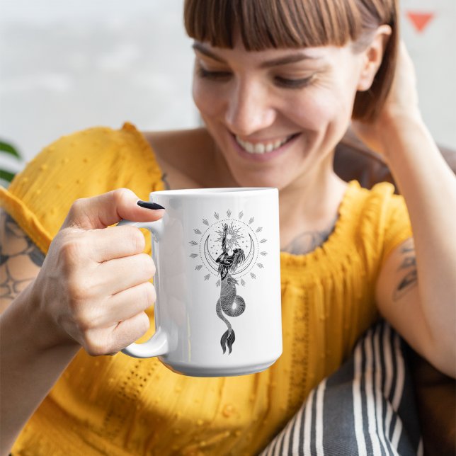 Caneca Capricorn Girl 15oz Black Rim Mug (Criador carregado)