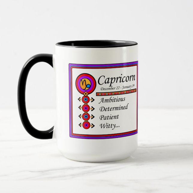 Caneca Capricorn Personality Traits Designer Mug (Esquerda)