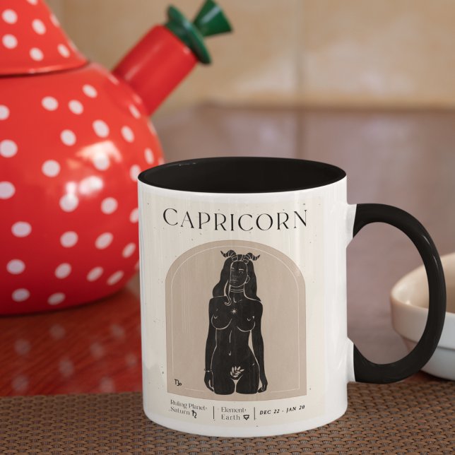 Caneca Capricórnio Feminino Zodiac Design Brown Black 15  (Criador carregado)