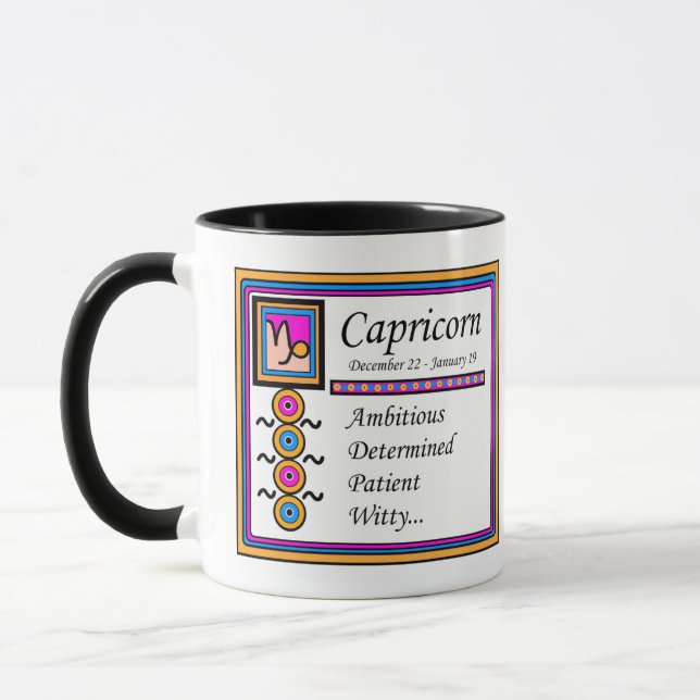 Caneca Capricórnio Personalidade Traça 11oz. Designer de  (Esquerda)
