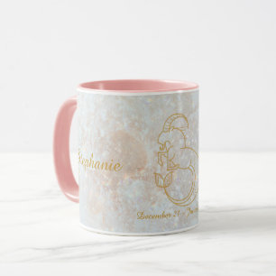 Caneca Capricórnio - Sinal Zodiac - Estrela - Letra Monog
