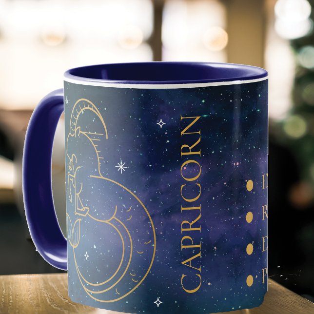 Caneca Capricórnio Zodiac - Sinal Personalidade Nome Traç (Capricorn Zodiac Sign Personality Trait Name Gift Mug)