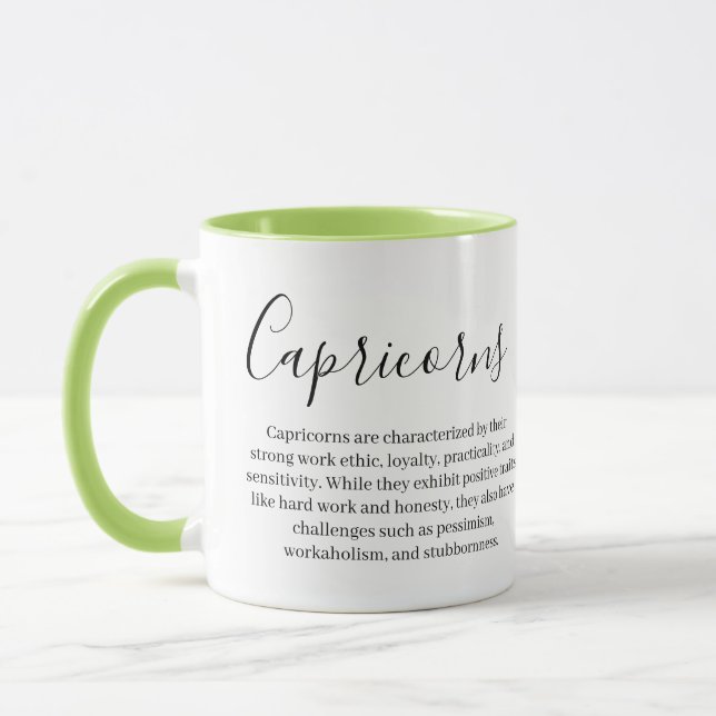 Caneca Capricórnios personalizados Sinal e traços do Zodí (Esquerda)