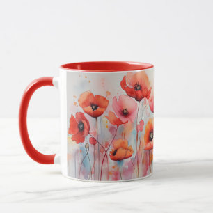 Caneca Cápsulas de Aquarela Vermelha em um Campo