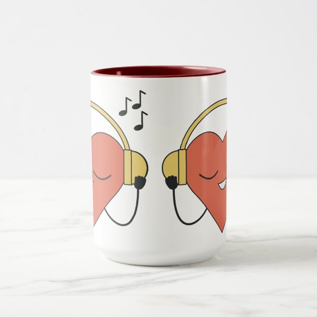 Caneca Captivando a ilustração de músicas cardíacas de ca (Centro)